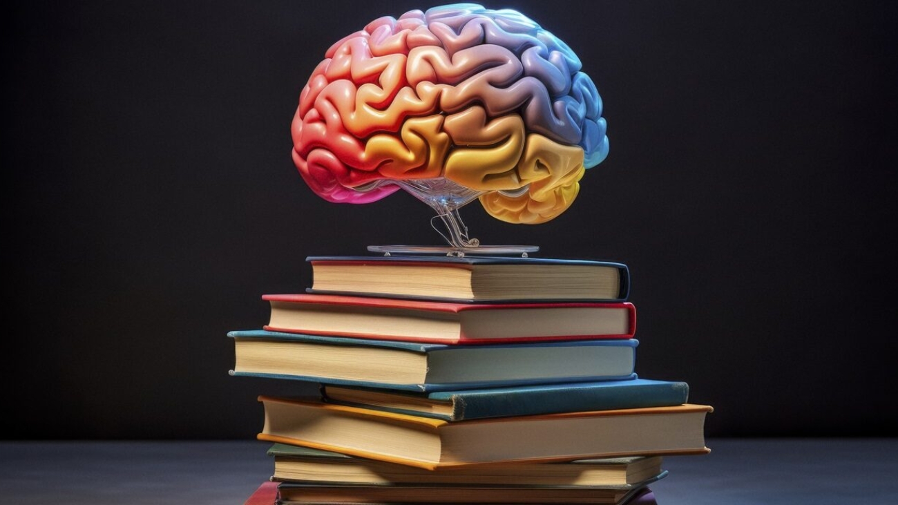 a stack of books on top of a brain, in the style of realistic usage of light and color, realistic forms, photobashing, danube school, realistic lighting, science academia, traditional techniques reimagined --ar 3:2 --v 5.2 Job ID: 32e9aa95-0924-4b45-8e0a-de649d090050
